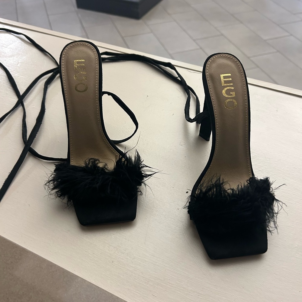 Heels Black Feathered Strap Heels Size UK 5! EGO - Picture 2 of 9